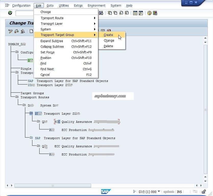 How to configure sap transport route stms sap basis easy